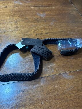 Simonnot Goddard Men's Black Braided Leather Belt by Simonnot Goddard